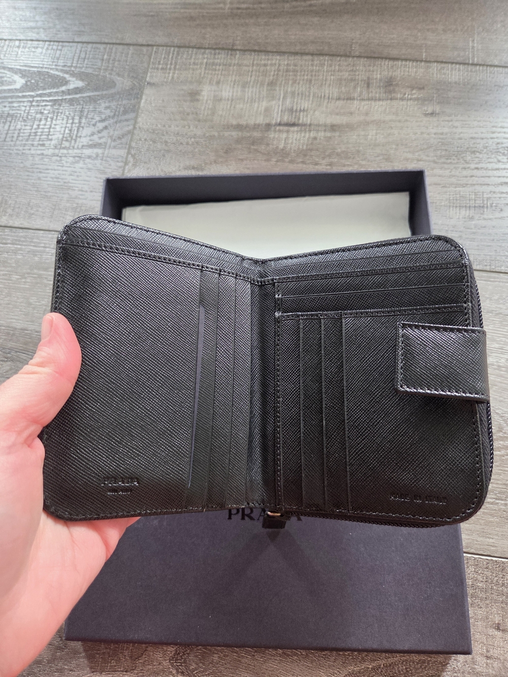 Prada Black Saffiano Leather Zip Wallet - Picture 2 of 7